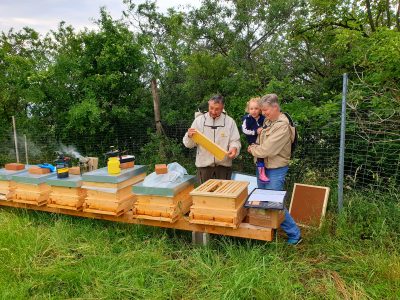 Rudolf und Johanna Friedrich bei den Bienen am Riegelberg 2022