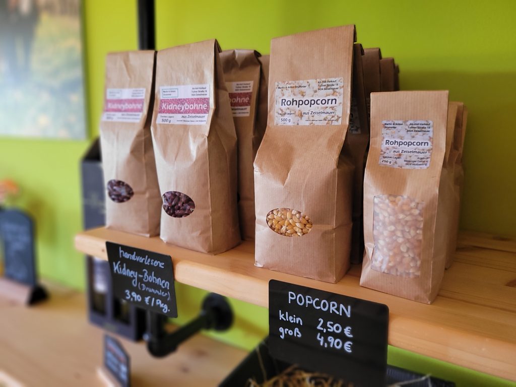 Kidney-Bohnen und Popcorn von der Familie Drummler Zeiselmauer
