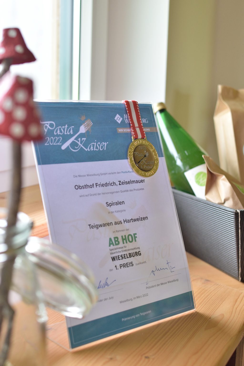 Auszeichnung 'Pasta Kaiser 1. Preis' von der Wieselburger Messe 2022